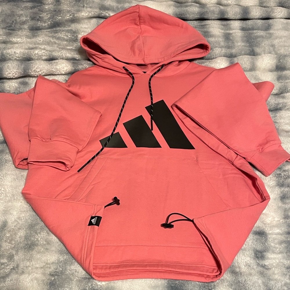 Adidas Woman’s Pink Hoodie with Black Logo